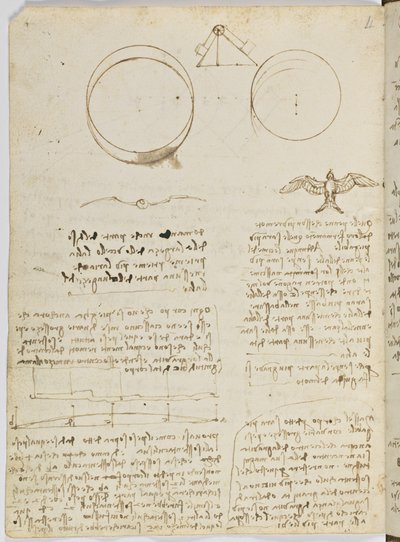 Vogelvluchtcode, c. 1505-06, blad 4 verso door Leonardo da Vinci